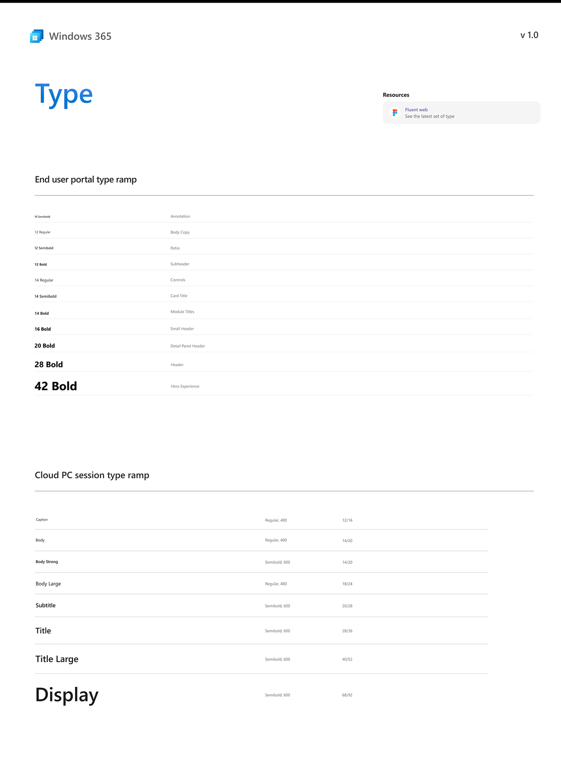 Windows 365 typography system